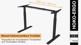 HOKO® Ergo manuell höhenverstellbare Schreibtischfüße inkl. Rollen - Jetzt bei www.design-drache.de