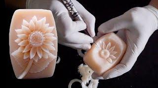 SOAP CARVING | How to a carve Flower in soap | Tutorial soap art