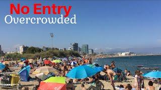 Shockingly Crowded Beaches of Barcelona: Nova Icària & Bogatell Closed! Walking