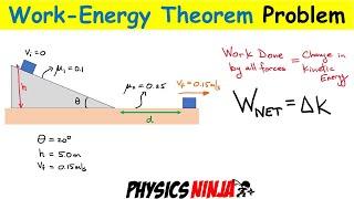 Work Energy Problem - Sliding Down a Ramp