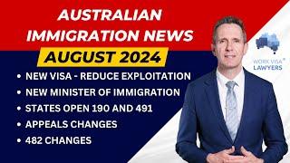 Australian Immigration News August 2024 - New Minister, Workplace Justice Visa, States Open and more