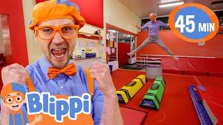 Blippi Learns to do a Super Somersault |  Blippi | Challenges and Games for Kids