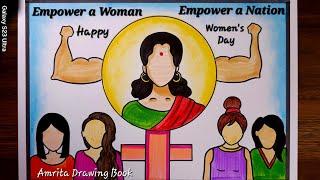 International Women's Day Drawing easy, Women's Equality poster drawing, Poster on Women Empowerment