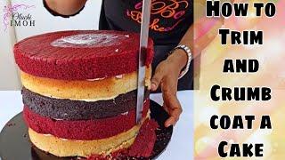 How to Trim and Crumb coat a Cake | How to trim a Cake using a trimming knife| Easy Cake Decorating