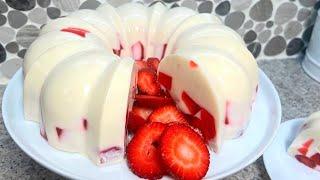 CON SOLO 4 INGREDIENTES PREPARA ESTE DELICIOSO POSTRE GELATINA DE FRESA CON QUESO!