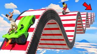 SHINCHAN AND FRANKLIN TRIED THE IMPOSSIBLE GIANT CURVY ROAD PARKOUR CHALLENGE GTA 5