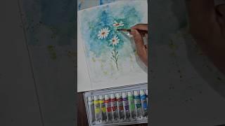 How to paint daisies with water color #art #painting #paintingoftheday #short #shorts #artwork #fun