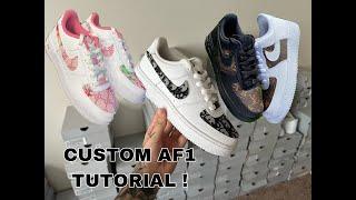 CUSTOM AIR FORCE 1 SHOE TUTORIAL ! HOW TO ADD FABRIC TO SHOES , NEATEST WAY