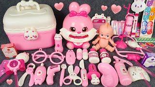 9 Minutes Satisfying with Unboxing Cute Pink Bunny Doctor Play Set, Dentist Toys Kit | ASMR