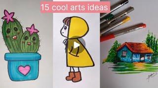 15 cool arts ideas  easy and unique artwork | 15 easy arts drawing  #drawing