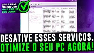 COMO OTIMIZAR O PC PARA MAIS DESEMPENHO NOS JOGOS ! DESABILITAR SERVIÇOS DO WINDOWS E AUMENTAR FPS !