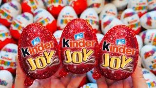 700 Glitter KINDER JOY Surprise Eggs Opening ASMR - Kinder Christmas Collection