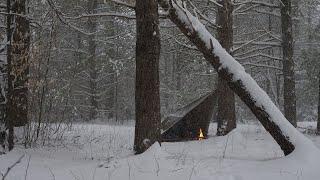 Solo Tarp Camp in a Snowstorm