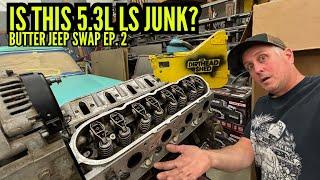 This LS Swap is off to a rough start.  Butter Jeep Episode 2