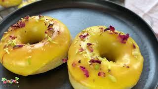 Air Fryer Donuts {From Scratch} with saffron glaze