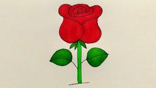 How To Draw Easy Rose Painting | Beautyful Rose drawing