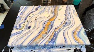 Softly Blue - Triple Decker Sandwich Pour Series - Acrylic Pour - Fluid Art