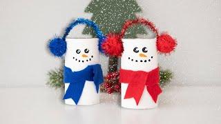 Schneemann aus Papprolle - winterliche Bastelidee für Kinder #winterbasteln #bastelidee #crafts