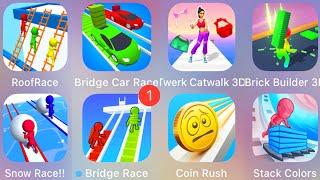 Snow Race,Bridge Car Race,Coin Rush,Stack Colors,Brick Builder 3D,Twerk Catwalk,Roof Race...........