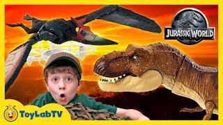 Jurassic World Fallen Kingdom Toys Indoraptor vs T-Rex Dinosaur, Pterano-Drone & Gyrosphere Blast