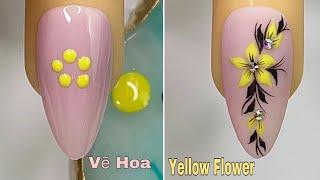 Yellow Flower Nails Art For Beginner Vẽ Hoa Vàng  New Nails Design  New Nails