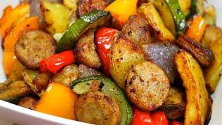 CRISPY YUMMY Air Fryer Sausage, Potatoes, and Vegetables | Air Fryer Recipes