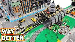 LEGO Train Station IMPROVED! Parking Stalls & Back Entrance