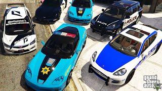 GTA 5 - Stealing Need For Speed Hot Pursuit Police Cars with Franklin! (Real Life Cars)