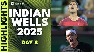 Alcaraz Faces Dimitrov; Fritz, Draper & Shelton Feature | Indian Wells 2025 Day 8 Highlights