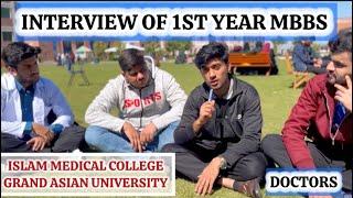 mbbs students of 1st year in islam medical college, giving interview , grand asian universitysialkot