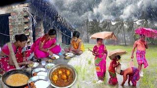 My Village Life। Heavy Rain Daily Morning Routine & Strong Cyclon Remal। Heavy Rain Cooking, Fishing