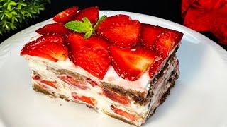 Der köstlichste Dessertkuchen für den Sommer! Tiramisu mit Erdbeeren! #Tiramisu