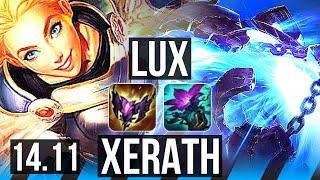LUX vs XERATH (MID) | Rank 4 Lux, 1500+ games, 7/2/6, Godlike | EUW Challenger | 14.11
