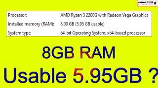 GB Usable Ram Fix How To Fix. 8GB Ram Usable 5.95GB. How To Fix This Gb Usable Ram Problem.[Hindi]