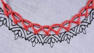 Most Trending Hand embroidery Neck design with basic stitch