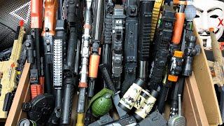 Box of Realistic Toy Guns! Equipments and BB Guns with Toy Rifles | Box of Toy Guns