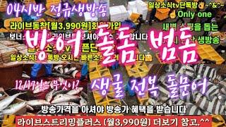 활어횟감 대방어 생굴 꼬막 갈치 12/17일 04시반 정규라이브(월~토)️Only one 새롭고 싸고 다양한 노량진수산시장 새벽 쇼핑을 돕는 정규생방송(Live)운영~^^