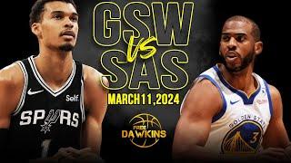 Golden State Warriors vs San Antonio Spurs Full Game Highlights | March 11, 2024 | FreeDawkins