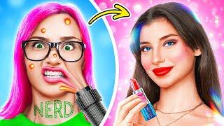 Amazing Makeover from Nerd to Popular Girl! How to Become Popular College Queen!