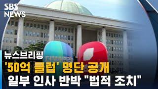 화천대유 50억 클럽 공개…일부 인사 반박 "법적 조치" / SBS / 주영진의 뉴스브리핑