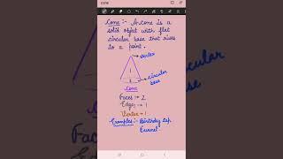 What is Cone | faces edges vertices of Cone | 3d shapes |#shorts #cone