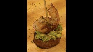 Smashed Avocado and Shrimp Pintxos