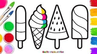 How to Draw Ice Cream Cone and 3 Other Types of Ice Cream | Step By Step