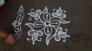 simple beautiful rangoli design (3*1)dots small beautiful kolam daily muggulu Anu'sworld