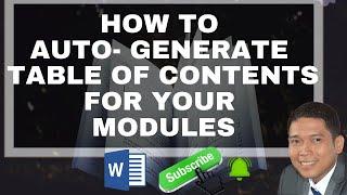 How to Auto-Generate Table of Contents For Your Modules in Microsoft Word