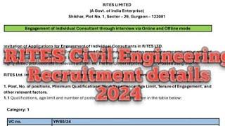 RITES CIVIL Engineering Recruitment 2024 details