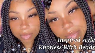 Inspired Protective Style; Knotless With Beads