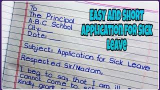 Easy and Short Application for Sick Leave English | Sick Leave Application | Application for Fever