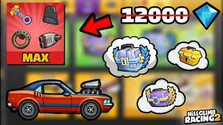 SPENDING 12000 GEMS  ON MUSCLE CAR CHESTS & MAXING OUT KANGAROO SETUP - HILL CLIMB RACING 2