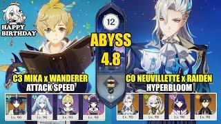 C3 Mika Wanderer Attack Speed & C0 Neuvillette Hyperbloom | Spiral Abyss 4.8 | Genshin Impact 【原神】